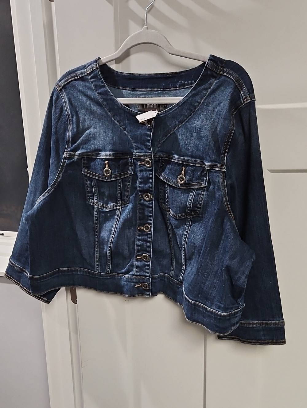 Women's Dark Blue Denim Button-Front Jacket
